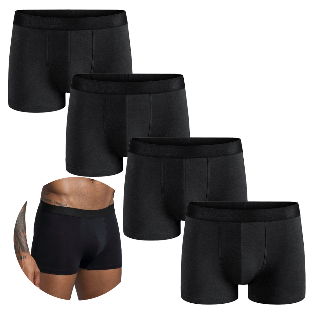 Boxer Shorts Modal - 4pcs 2025 Men's Underwear Black Mid